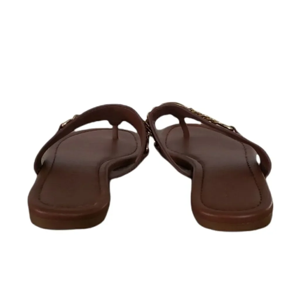Coach T-Strap Flats With Gold Accent